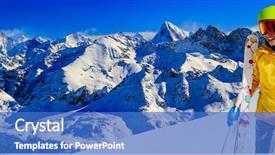  Presentation with naughty girl is standing - Beautiful slides featuring ice cold - smiling girl standing with ski backdrop and a teal colored foreground