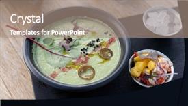  Presentation with frozen ice cold fish - Audience pleasing slides consisting of ice cold summer vegetable soup backdrop and a coral colored foreground