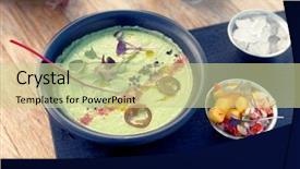  Presentation with frozen ice cold fish - Beautiful theme featuring ice cold summer vegetable soup backdrop and a soft green colored foreground