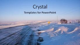  Presentation with snow covered trees and falling - Beautiful presentation theme featuring ice covered road and snowy backdrop and a  colored foreground