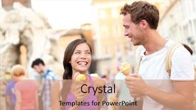  Presentation with ice cream - Slide set with ice cream - couple eating gelato background and a coral colored foreground