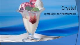  Presentation with ice cream sundae - Audience pleasing presentation theme consisting of ice cream against sea background backdrop and a  colored foreground