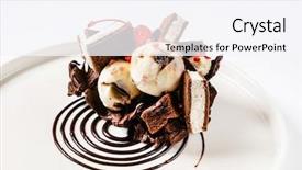  Presentation with dessert - Presentation theme having creative dessert with ice cream and brownie background and a sky blue colored foreground