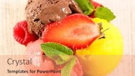  Presentation with vanilla ice cream fresh - Amazing slide set having ice-cream-and-fresh-fruit backdrop and a coral colored foreground