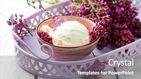  Presentation with ice cream - Colorful PPT theme enhanced with ice cream and lilac flower backdrop and a gray colored foreground