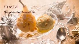  Presentation with sparkling - Audience pleasing presentation consisting of ice cream and pear backdrop and a lemonade colored foreground