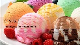  Presentation with ice cream - PPT theme having ice cream assortment and fresh background and a coral colored foreground