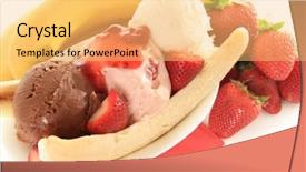  Presentation with ice cream sundae - Audience pleasing slides consisting of ice cream banana split sundae backdrop and a yellow colored foreground