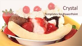  Presentation with ice cream sundae - Presentation having ice cream banana split sundae background and a lemonade colored foreground