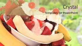  Presentation with ice cream sundae - PPT theme with ice cream banana split sundae background and a mint green colored foreground