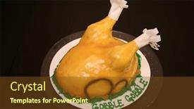  Presentation with ice cream cake - Amazing slide deck having ice-cream-cake-turkey-shaped backdrop and a tawny brown colored foreground