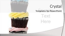  Presentation with pastel pink - Amazing slides having pastel cupcakes including blue pink and yellow on a white background with copy space backdrop and a white colored foreground