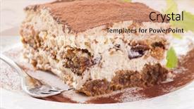  Presentation with tiramisu - Beautiful PPT theme featuring ice cream cookie - tiramisu backdrop and a coral colored foreground