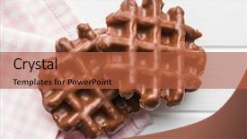  Presentation with white chocolate - PPT theme consisting of waffles with chocolate topping background and a red colored foreground