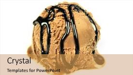  Presentation with chocolate ice cream - Presentation design having ice cream chocolate scoop background and a gold colored foreground