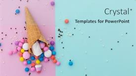  Presentation with ice cream cone - Cool new slide deck with ice-cream-cone-and-scattered backdrop and a sky blue colored foreground
