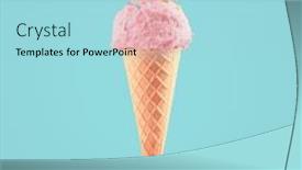  Presentation with ice cream strawberry - Slide deck having ice-cream-cone-close-up background and a arctic colored foreground