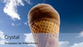  Presentation with ice cream cone - Cool new slide deck with ice cream cone isolated against a deep blue sky backdrop and a light blue colored foreground