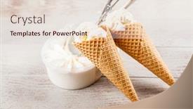  Presentation with ice cream cone - Presentation theme with ice cream cone background and a lemonade colored foreground