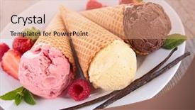  Presentation with ice cream cone - PPT theme having ice cream cone background and a coral colored foreground