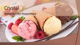  Presentation with ice cream cone - Beautiful presentation theme featuring ice cream cone backdrop and a lemonade colored foreground