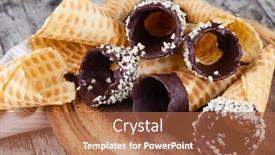  Presentation with ice cream cones - Presentation theme having ice cream cones isolated on white background background and a red colored foreground