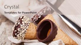  Presentation with ice cream cones - Audience pleasing presentation theme consisting of ice cream cones isolated on white background backdrop and a soft green colored foreground