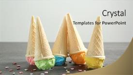  Presentation with ice cream cones - PPT theme having ice-cream cones on gray table background and a light gray colored foreground