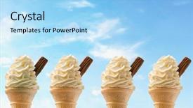  Presentation with ice cream cones - PPT layouts enhanced with ice cream cones background and a light blue colored foreground