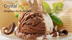  Presentation with ice cream sundae - Presentation having ice cream dessert background and a yellow colored foreground