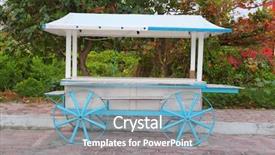  Presentation with ice cream truck - Slide deck with ice cream hot dogs cart background and a light blue colored foreground