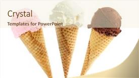  Presentation with ice cream cones - Slide set having ice cream in sugar cones background and a cream colored foreground