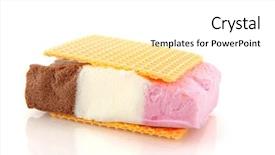  Presentation with dessert waffle ice cream and cake - Theme with ice cream in three colors background and a white colored foreground