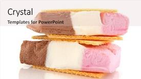 Presentation with dessert waffle ice cream and cake - Colorful PPT layouts enhanced with ice cream in three colors backdrop and a  colored foreground