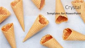  Presentation with ice cream cones - Theme enhanced with ice-cream-in-waffle-cones background and a coral colored foreground