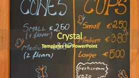  Presentation with restaurant menu board - Beautiful slide deck featuring ice cream information - close-up of a menu board backdrop and a tawny brown colored foreground