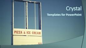  Presentation with ice blue - PPT layouts consisting of ice cream information - vintage signboard with blue sky background and a ocean colored foreground