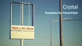 Presentation with ice blue - Beautiful presentation design featuring ice cream information - vintage signboard with blue sky backdrop and a  colored foreground