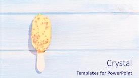  Presentation with ice blue - Beautiful presentation theme featuring ice-cream-on-blue-table backdrop and a sky blue colored foreground