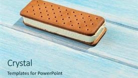  Presentation with ice blue - Presentation design featuring ice cream on blue table background and a sky blue colored foreground