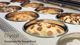  Presentation with ice cream - Cool new PPT theme with ice-cream-on-refregerated-counter backdrop and a mint green colored foreground