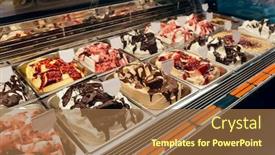  Presentation with italian - Amazing presentation design having ice-cream-on-refregerated-counter backdrop and a coral colored foreground