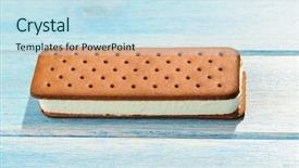  Presentation with ice cream food truck - Beautiful PPT theme featuring ice cream sandwich on blue backdrop and a  colored foreground