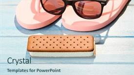  Presentation with pastrie ice cream - Presentation design with ice cream sandwich with retro background and a  colored foreground