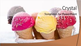  Presentation with tropical ice cream - Beautiful presentation featuring ice cream scoops on wooden backdrop and a white colored foreground