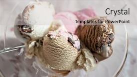  Presentation with coconut ice cream - PPT theme having ice cream scoops on wooden background and a light gray colored foreground