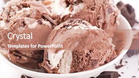  Presentation with chocolate ice cream - Beautiful presentation theme featuring ice cream scoops backdrop and a coral colored foreground