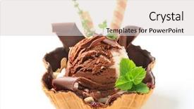 Presentation with vanilla ice cream fresh - PPT theme enhanced with ice cream served in waffle background and a light gray colored foreground