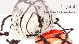  Presentation with ice cream food truck - Beautiful presentation theme featuring ice-cream-served-with-fruit backdrop and a light gray colored foreground