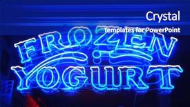 Presentation with 80s era neon lights sign - Beautiful slides featuring frozen yogurt neon sign backdrop and a royal blue colored foreground
